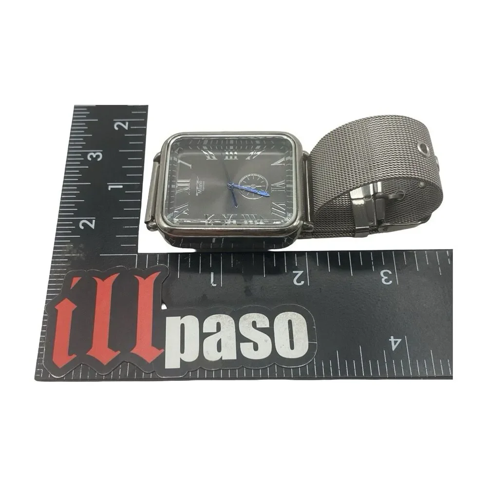 Milano Expressions Mesh Band Men's Silver Tone Watch 4970 Needs Battery
